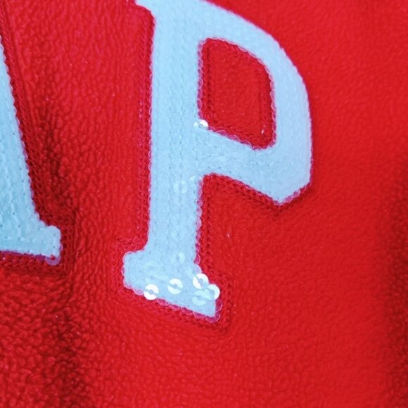 Gap Girl's Fleece Hoodie in Red Size Youth XL 12 Years Old White Sequin Logo - Picture 3 of 7